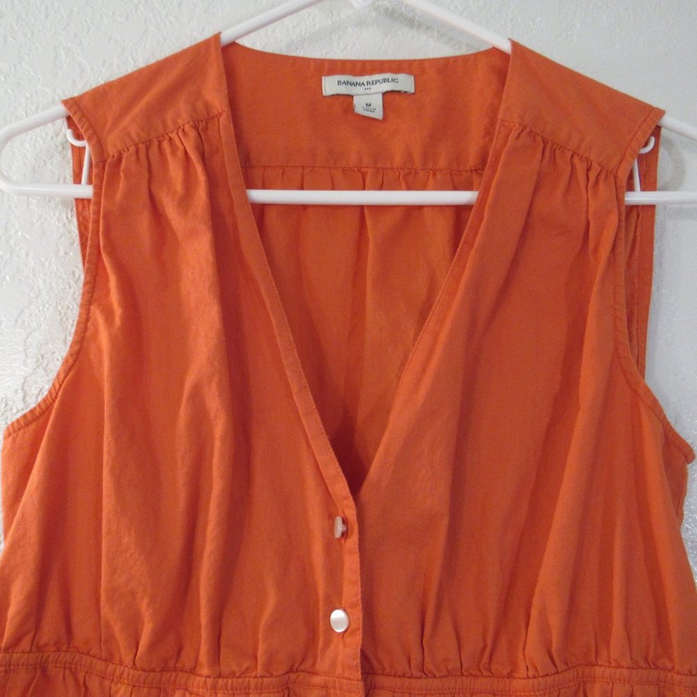 Womens Tank Top Sz M Orange Button Front - Picture 2 of 11